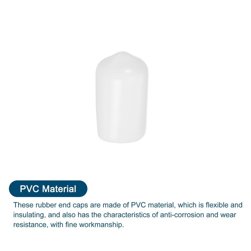 Sourcing Map 50Pcs PVC Rubber End Caps, 10mm ID, White