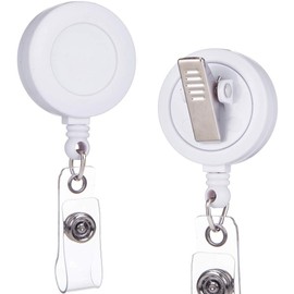 QREEL - 100 Pack - White Retractable ID Name Badge Holder Reels with Swivel Alligator Clip (White, 100 Pack)