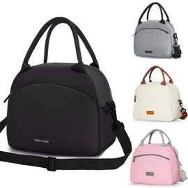 Runmeihe Lunch Bags for Women, Reusable Women's Insulated Lunchbag with Strap,Adults Small Waterproof Cooler Lunch Bags for Work Travel Picnic School (Black)