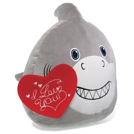 DolliBu I Love You Valentine Plush Snug-Mooshies Shark with Red Heart - 17 Inch