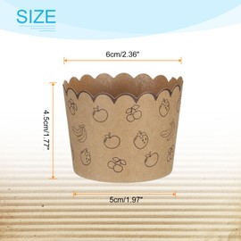 HARFINGTON 50Pcs Paper Baking Cups Small Brown Kraft Paper Muffins Liner Cupcake Greaseproof Disposable Bulk Wrappers for Wedding Birthday Graduation, Fruit