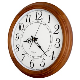 JUSTIME 14 Inch Quality Solid Wood Silent Non-Ticktack, Glow in Dark Wall Clock, Home Décor (WW810VW-A Walnut)