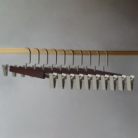 Kostaverite Wooden Clip-Hangers Black Color for Pants, Skirts and Shorts with 360 Degree Silver Hook Space Saving | Metal Clips | 10 Pack