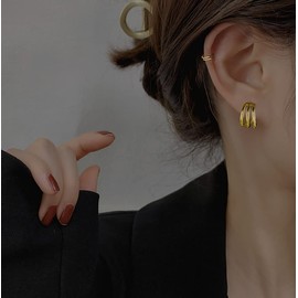 SLUYNZ 925 Sterling Silver Open Hoop Earrings for Women Teens Half Hoop Earrings Huggie Studs Cuff Piercings, Sterling Silver, No Gemstone