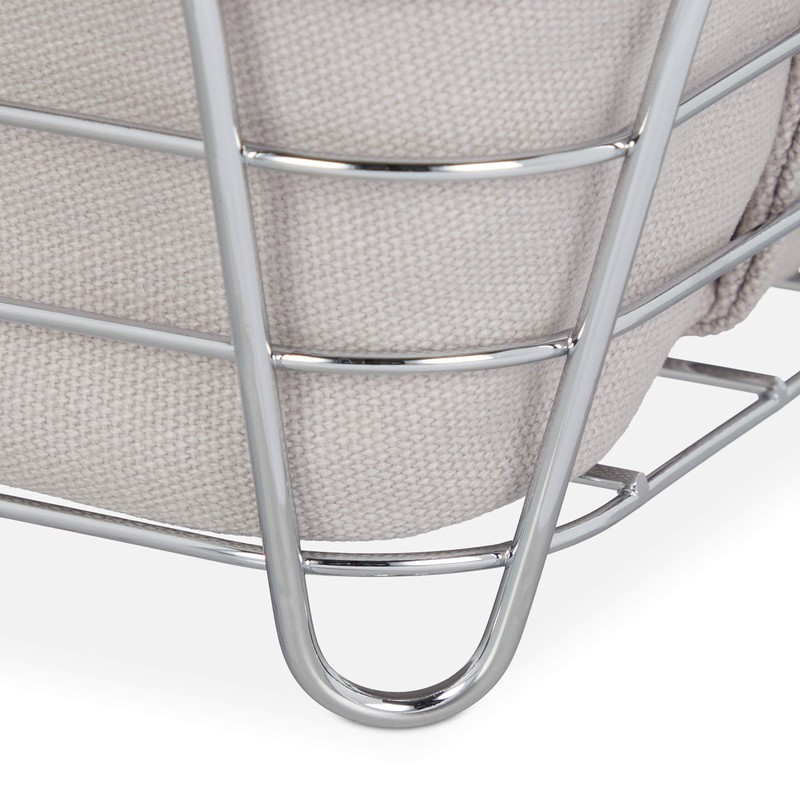 Relaxdays Bread Basket Metal with Fabric Insert, Square, Breakfast Basket