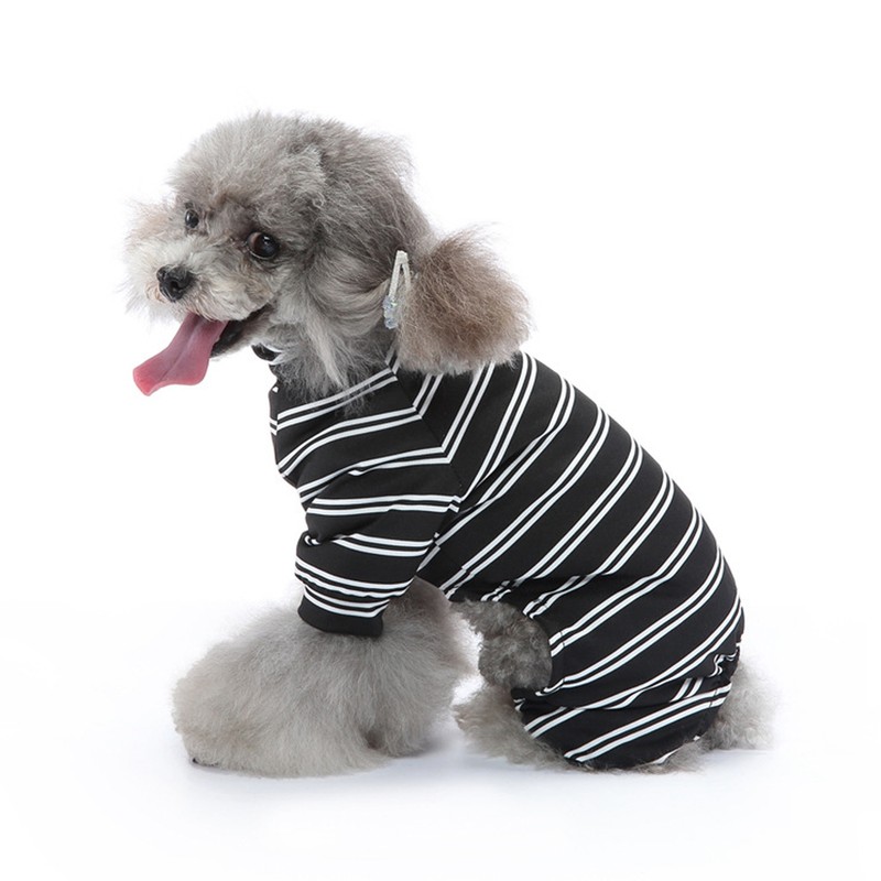 Dog Striped Pajamas Classic Black White Stripe Lightweight Full Coverage