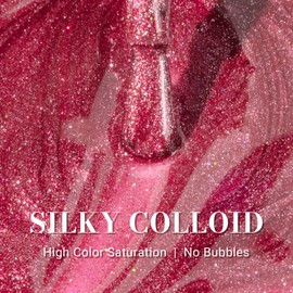 MelodySusie Pink Glitter Gel Nail Polish,0.5fl oz Nails Soak Off UV LED Strawberry Sparkle Pink Gel Polish Gift for Women Nail Art Manicure Salon DIY Nail Design Decoration at Home-z201