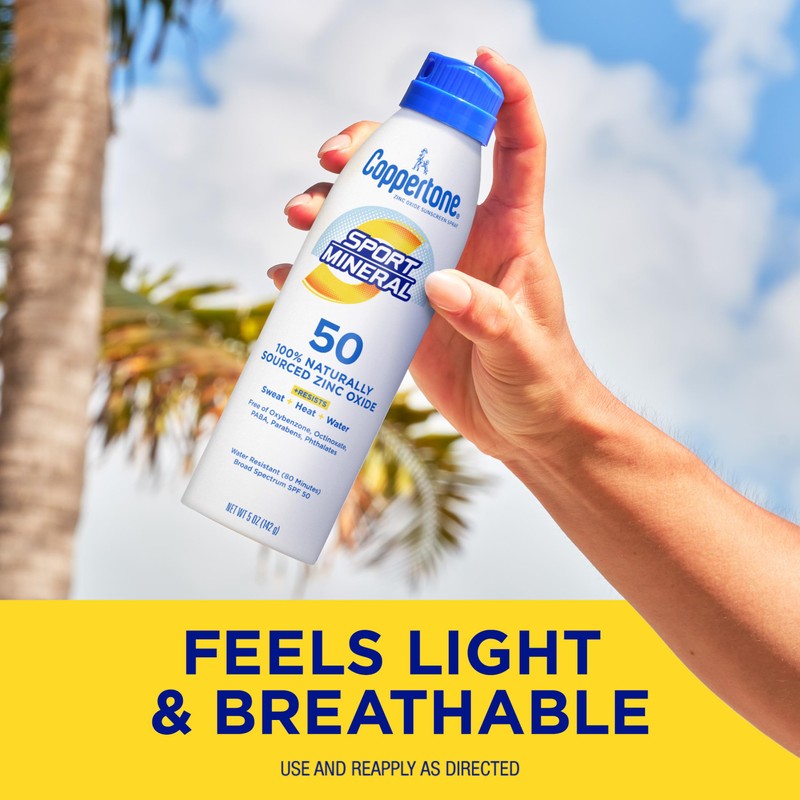 Coppertone SPORT Mineral Sunscreen Spray SPF 50, 5 OZ