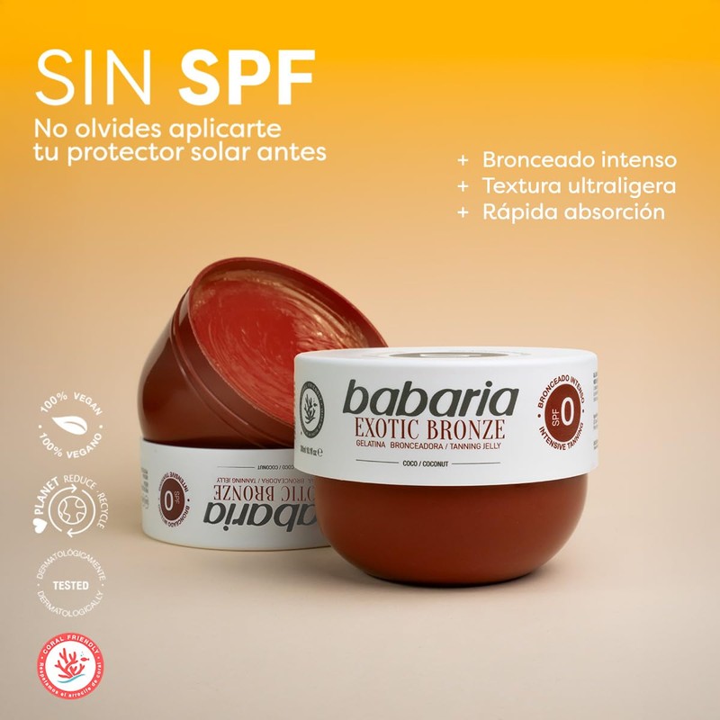 Babaria unisex exotic bronze coconut oil tanning jelly, SPF 0,