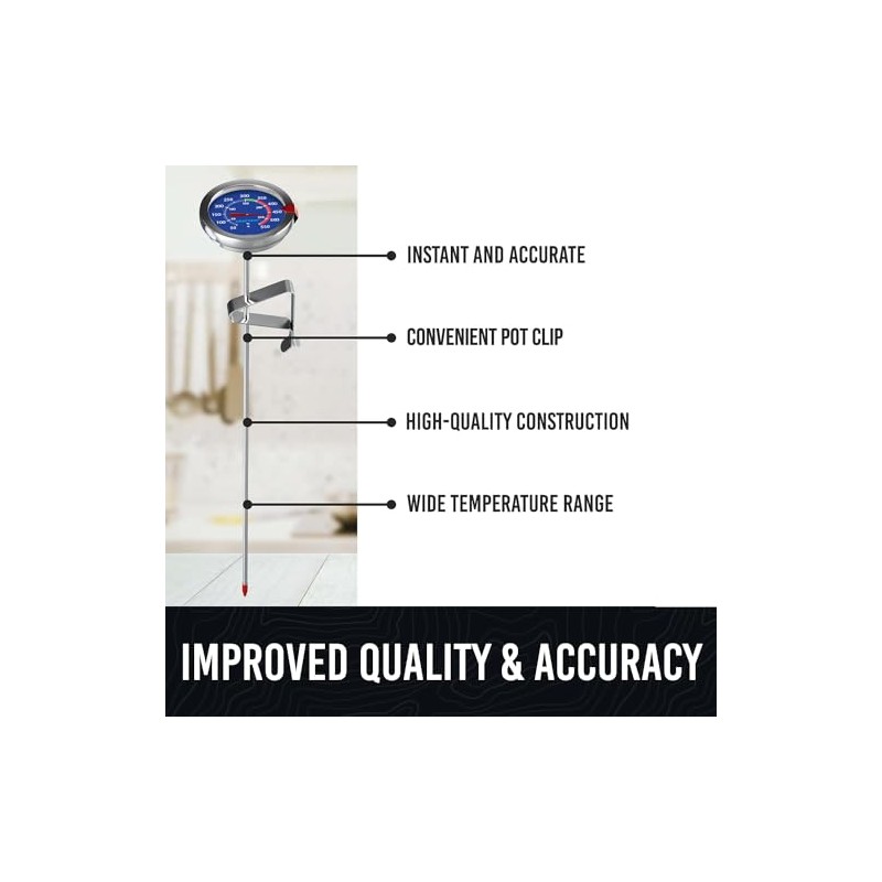 CRAFT911 Candy Thermometer with Pot Clip -Essential for Cooking -