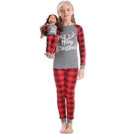 Babyroom Girls Matching Doll&Toddler 4 Piece Cotton Pajamas Toddler Christmas Sleepwear Size 6 Red