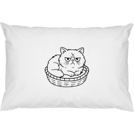 Azeeda 2 x 'Grumpy Persian Cat' Cotton Pillow Cases (PW00044160)