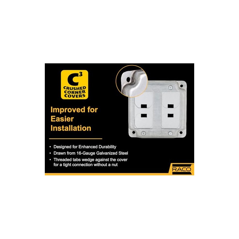 4 in. Square Cover, Universal Exposed Work, 2-Device, 6-in-1 Plates