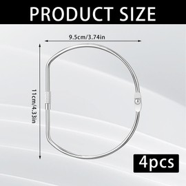 Loghohu 4 Pcs 4 Inch Loose Leaf Binder Rings, Binder Rings Extra Large D-Shaped Nickel Plated Steel Book Ring for School Home Office Paper Organization DIY Craft Supplies