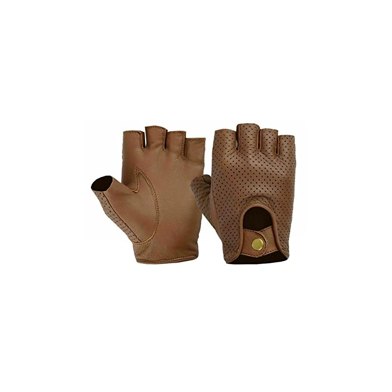 Men's Half Finger Leather Fingerless Biker Cycling Wheelchair Motorcycle Gym