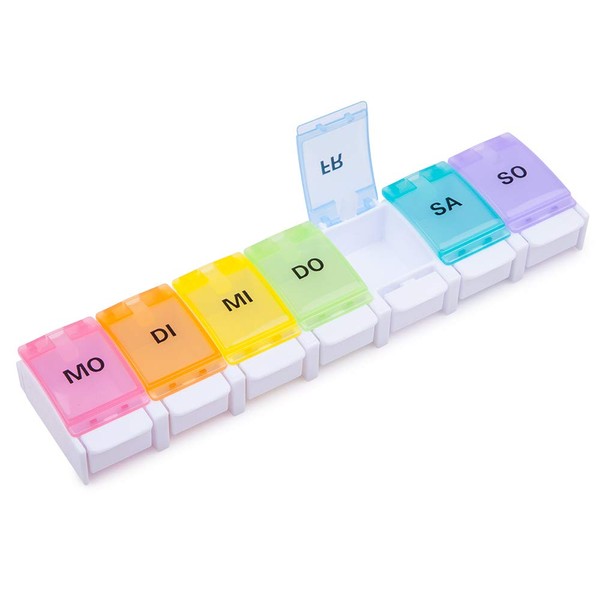 7-Day Pill Box, 1 Compartment x 7 Days, for Tablets, Easy to Open