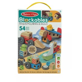 Melissa & Doug Blockables Wooden Snap & Play Vehicles Play Set w/Storage NEW