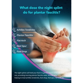 Plantar Fasciitis Night Splint with Massage Ball for Plantar Fasciitis Relief, 2 Pack Comfortable Plantar Fasciitis Brace for Achilles Tendonitis Heal Spur Foot-drop Flat-arch, Free Size for Men and Women - Black