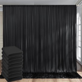 40ftx10ft Wrinkle Free Black Backdrop Curtains for Parties, 8 Panels Thick Fabric Photo Backdrop Drapes for Birthday Wedding Photography Home Decorations