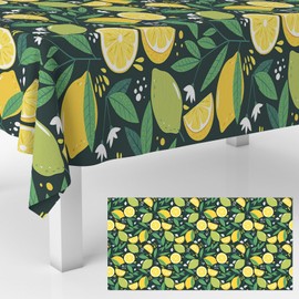 Provence Yellow Lemon Tablecloths French Provencal Lemon Fruit Theme Botanical Print table Cover for Lemon Theme Party Holiday Kitchen Dining Room Picnic Camping Booth Props Decor Supplies 53"x98"