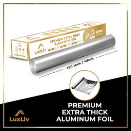 LuxLiv ® 17.7" / 45cm Extra Wide 131 ft / 40m Premium Heavy Duty 20 Micron Thick Kitchen Foil Catering Aluminum Tin Foil Roll Aluminium