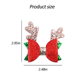 Christmas Bows for Hair Barrettes Bow Rhinestones Hair Clips Christmas Xmas Hair Accessories for Toddler Girls Women Granddaughter Xmas Christmas Gifts Bows Christmas Reindeer Antlers Clips Bow 2 Pcs