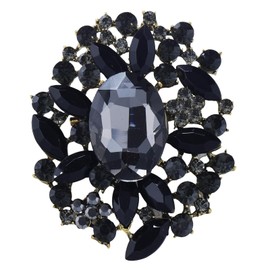 LAXPICOL Vintage Austrian Crystal Elegant Flower Brooch For Women Broach Pin Wedding Jewelry Antique-gold Tone, Metal, rhinestone