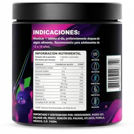 RenovaTeens Vitaminas Adolescentes 12-18años Enfoque Energía Rendimiento Frutos Rojos