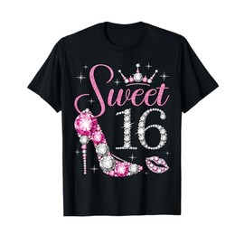 Sweet 16 Years Old 16th Birthday Queen Girls Bday Party T-Shirt
