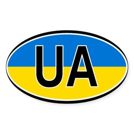 CafePress Ukraine Euro Oval Sticker Oval Car Bumper Sticker(10-Pack)