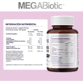 MegaBiotic – 60 Billones de Probióticos con 11 Cepas e Inulina de Agave | Suplemento Digestivo con Sábila, B. Lactis y L. Rhamnosus | 100 Cápsulas