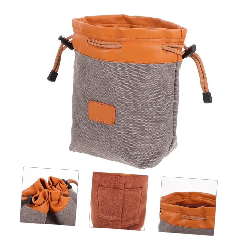 CIYODO 1Pc Portable Camera Lens Storage Bag Grey Medium Organizer