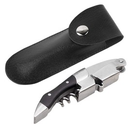 TOPINCN Bottle Opener Leather Case New Bottle Opener Holster Small Leather Bag Wine Knife Set Wine Tool Holder PU Bag (Black)