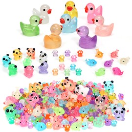 GOKUPOK GOKUPOK Luminous Mini Resin Ducks Tiny Animals Glow in The Dark Duck Panda Dolphin Mushroom 4 Combination Sets for Garden Micro Landscape Aquarium Potted Dollhouse Decor 105PCS