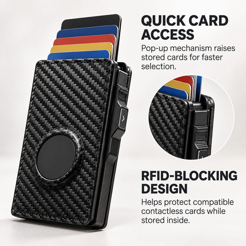 RFID Blocking Carbon Fiber Wallet for Cards and Cash -