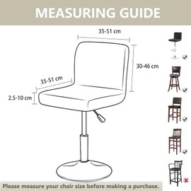 AOSCTELF 4 Pack Bar Stool Covers with Backs, Stretch Washable Bar Stool Chair Covers Square Seat Stool Covers for Swivel Dining Chair Counter Stool Pub Black Furniture Chair- Black