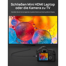 JSAUX Mini HDMI to HDMI Cable 3 m, High Speed [4K @ 60Hz, 2K @ 120Hz, 18Gbps] HDMI 2.0 Cable Support 3D, HDR, ARC, Bi-Directional, Compatible with Camera, Laptop, Projector, HDTV, Monitor, Raspberry