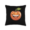 Persimmon Fruit Smiling Comic Style Throw Pillow