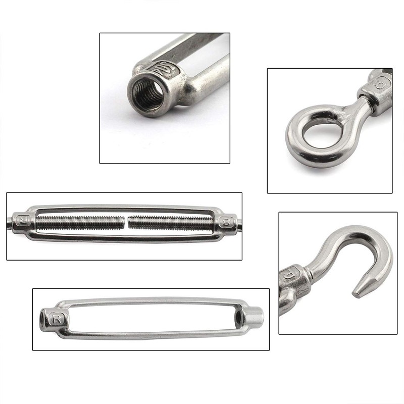 JCBIZ 2pcs M10 Turnbuckle Screw Hook to Eye Strainer Fence