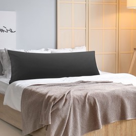 PiccoCasa Pillowcase 50 x 150 cm Pillowcases Long Pillowcase with Envelope Closure Made of Microfibre Side Sleeper Pillow Cover Body Pillow Cover Black