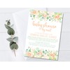 Girls Peach And Eucalyptus Mint Baby Shower By Mail Invitations,