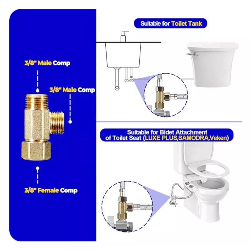 Watts Adapt-A-Valve 3/8" x 3/8" x 3/8" Compression Brass Union
