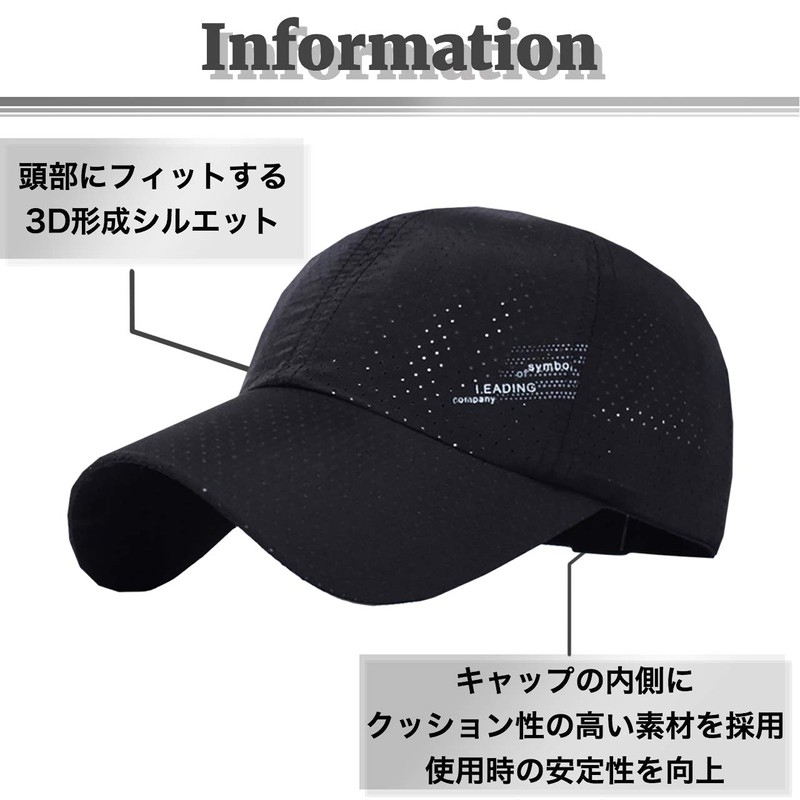 BUZZxSELECTION CAP019 Mesh Cap, Hat, UV Protection, Stylish, Running, Men's,