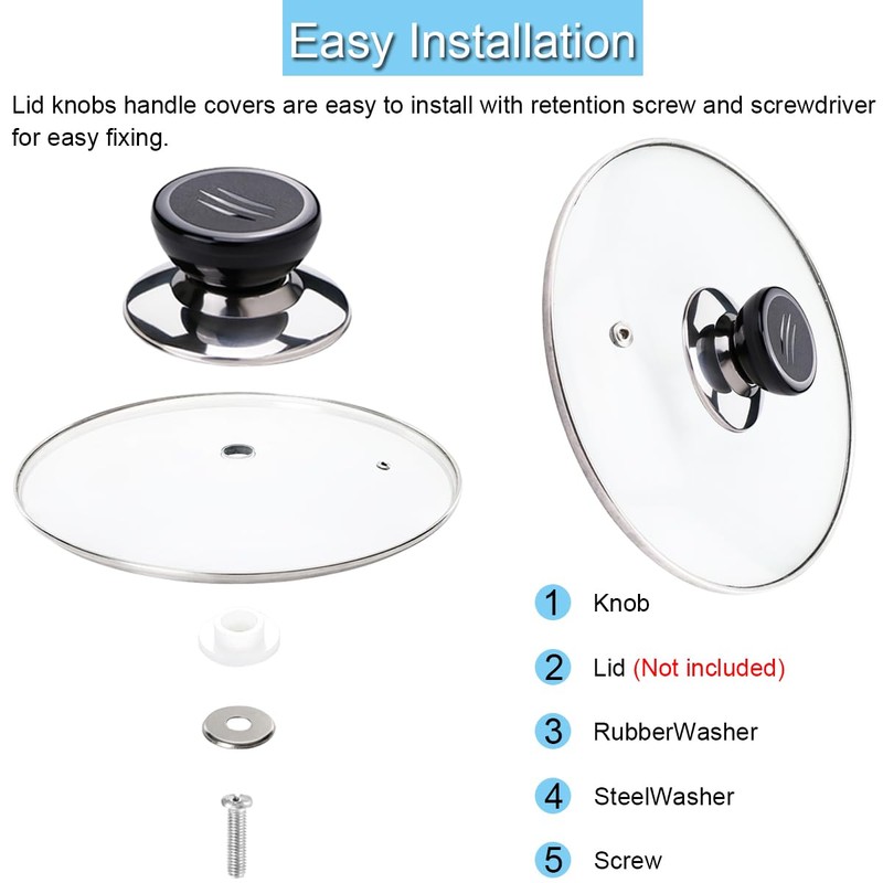 EATBALE Pot Lid Knobs, Universal Kitchen Cookware Lid Handles Replacement,