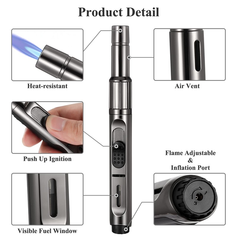 Butane Torch Lighter Long Butane Lighter Refillable Kitchen Torch Lighter