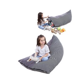 KOLACEN Stuffed Animal Toy Storage Bean Bags Soft Foldable Chair Sofa Seat Cover for Kids Children Large Capacity