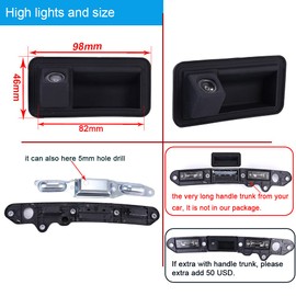 HD Trunk Handle Tailgate car Rear View Back up Reverse Camera Replacement for VW Golf Plus MK5 Jetta III V Touran 1T GP 1T2 Passat 3C B6 C3 Variant Wagon Waterproof Night Vision