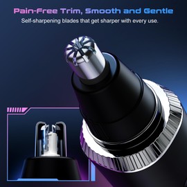 Savilab Nose Hair Trimmer for Men and Women, USB Rechargeable Electric Facial and Ear Hair Remover with LED Display, Dual-Edge Blades for Smooth, Painless Eyebrow Grooming (Black)