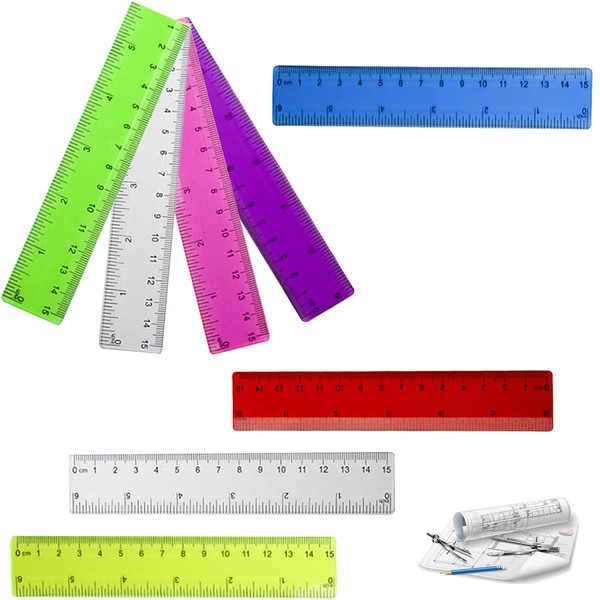 8 Stück Lineal 15cm Grundschule Kinder,Kunststoff Lineal,Bunt Transparent Lineal Set