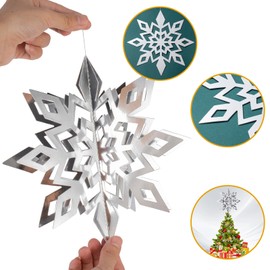 Fessary 18pcs 3D Silver Large Paper Snowflakes Hanging Snowflake from Ceiling Christmas Hanging Decorations Winter Wonderland Supplies